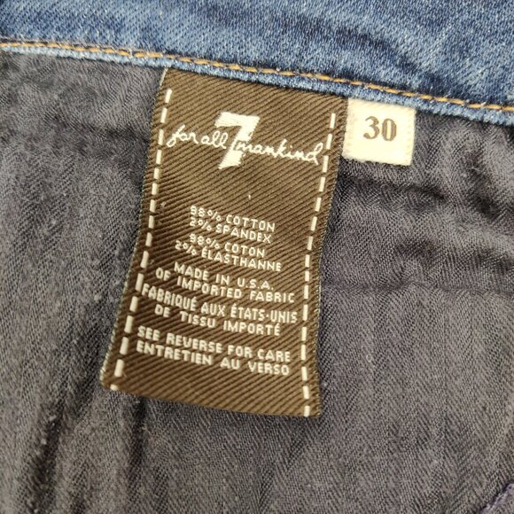 7 For All Mankind Women's Boot Cut Jeans Size 30 Blue Cotton Casual Distressed - Picture 3 of 11